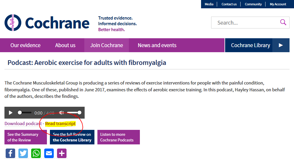 Translations Knowledge Base > Translate and record Cochrane podcasts > Podcast example - Read transcript.PNG