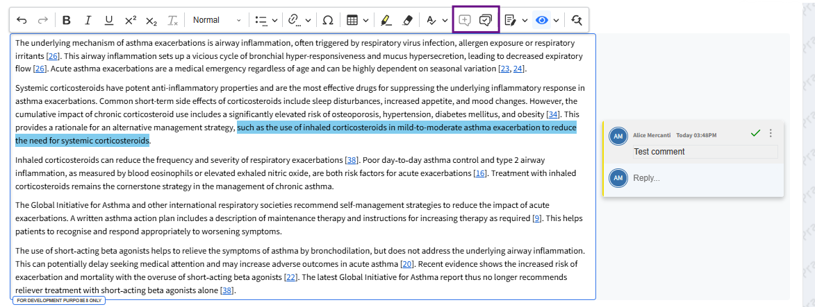 Track changes and inline comments - RevMan Knowledge Base